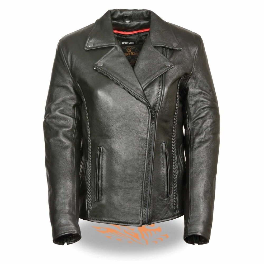 Milwaukee Leather Women's Braid and Stud Leather Jacket - 4X Black